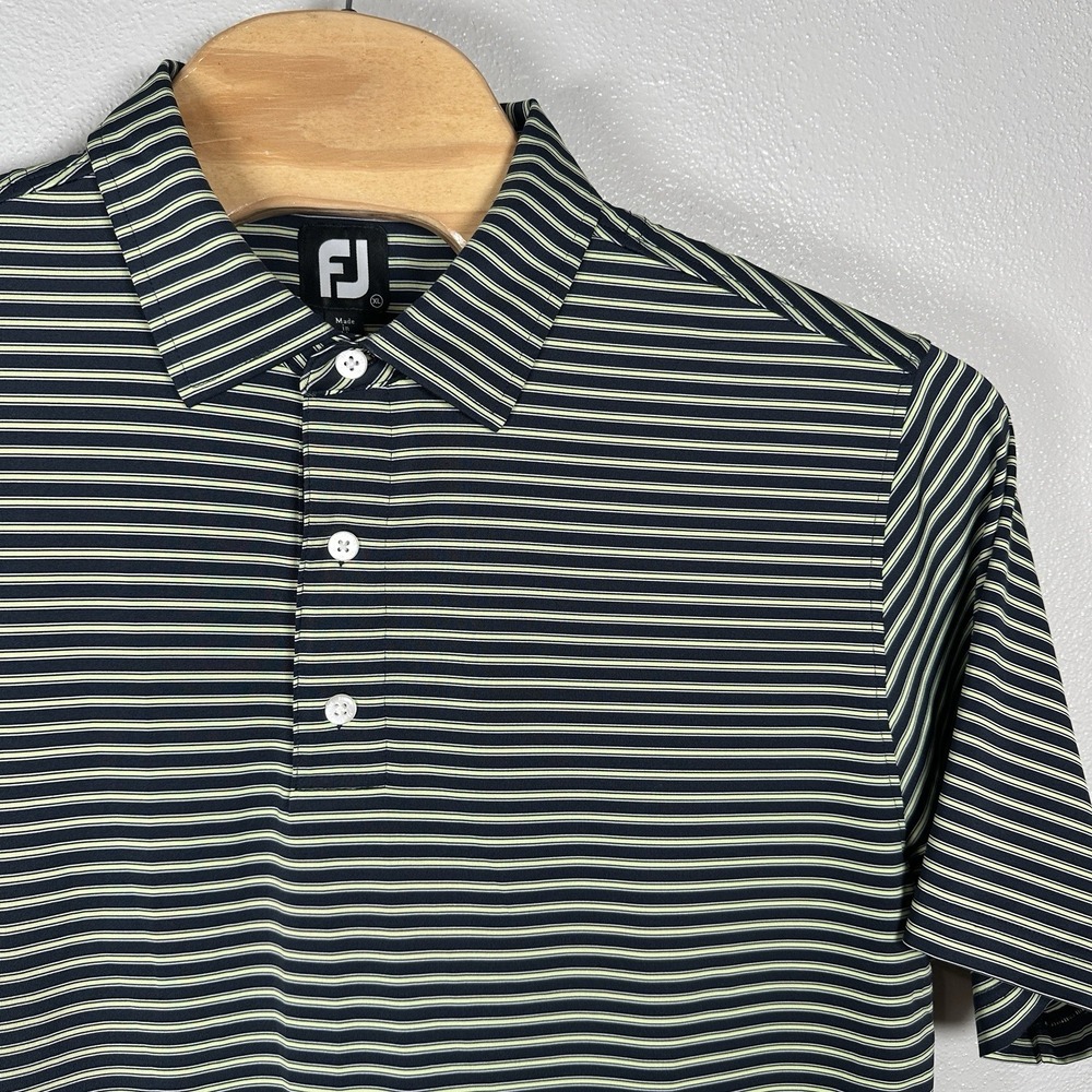 FootJoy FJ Performance Golf Polo Shirt Mens XL Blue Green Stripe Logo Stretch